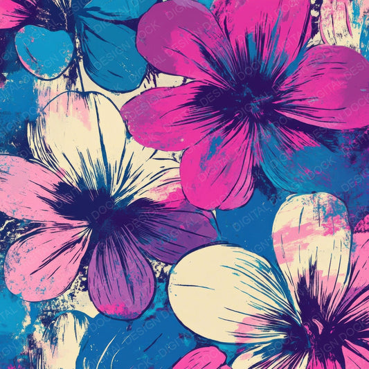 Smudged Marker Florals Digital Paper Pack (DDD003737)