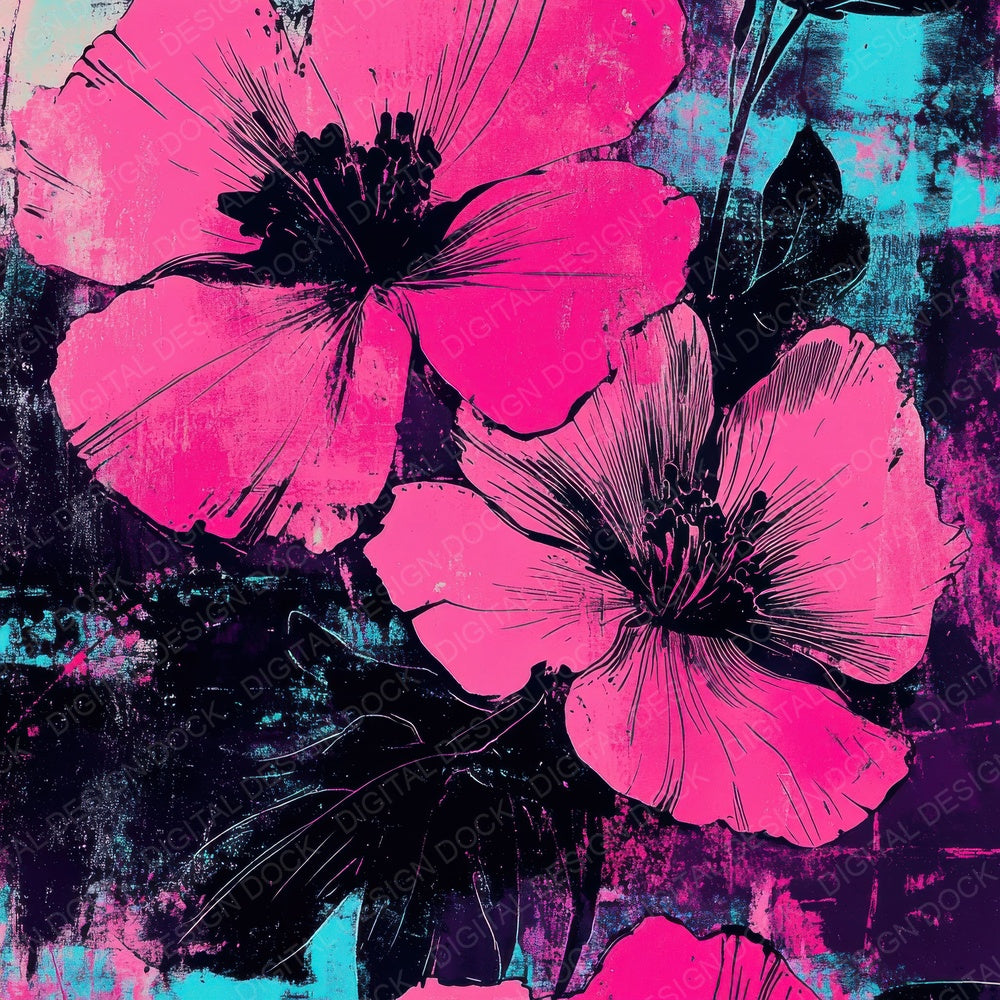 Smudged Marker Florals Digital Paper Pack (DDD003737)
