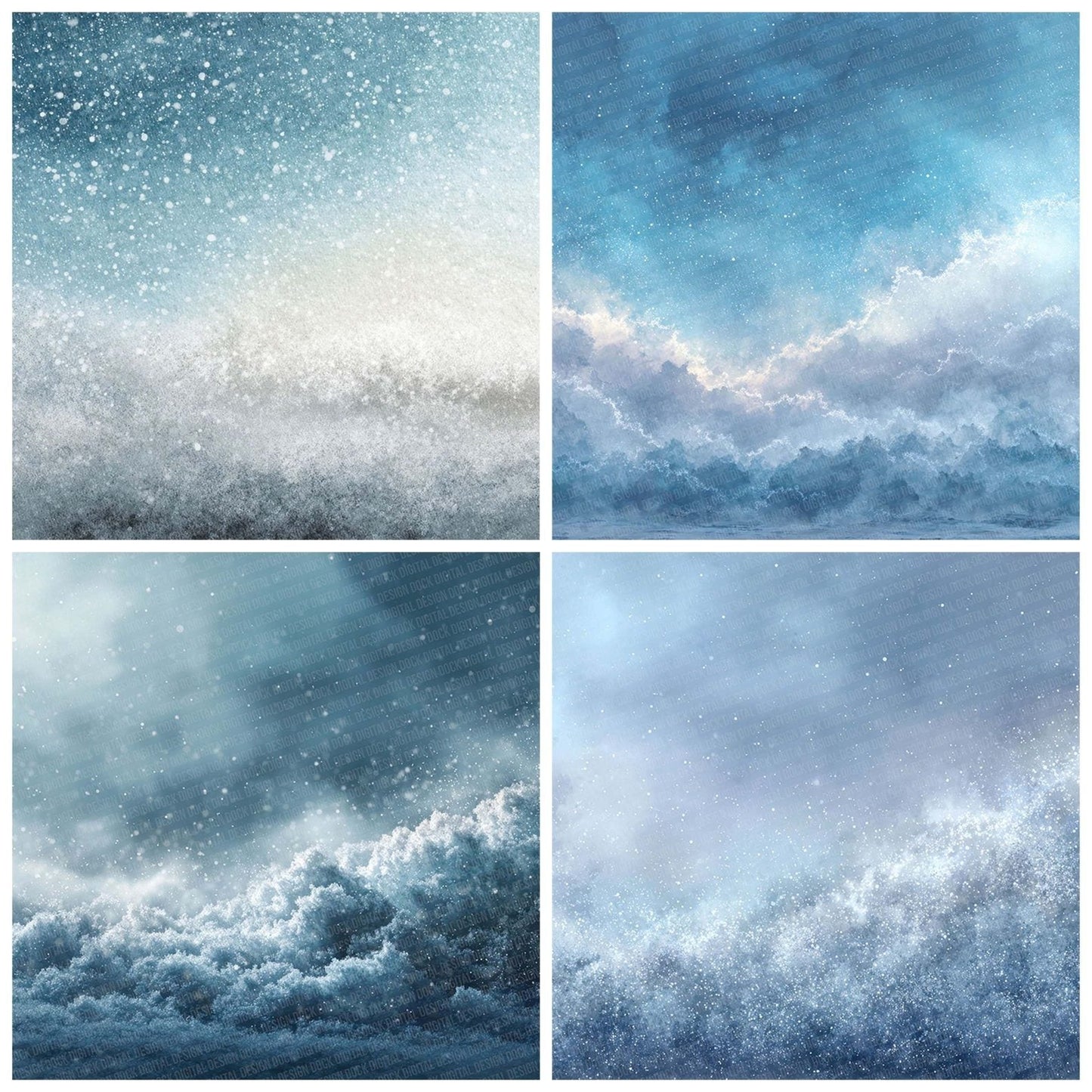 Snow Haze Winter Background Digital Paper Pack (DDD007727)