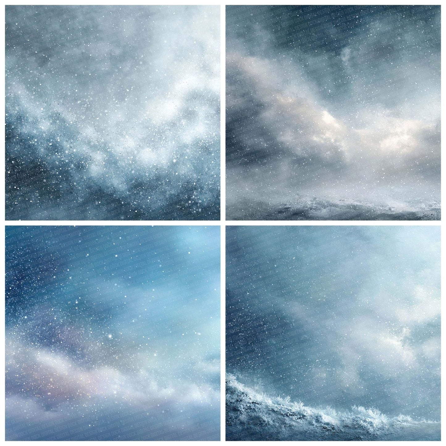 Snow Haze Winter Background Digital Paper Pack (DDD007727)