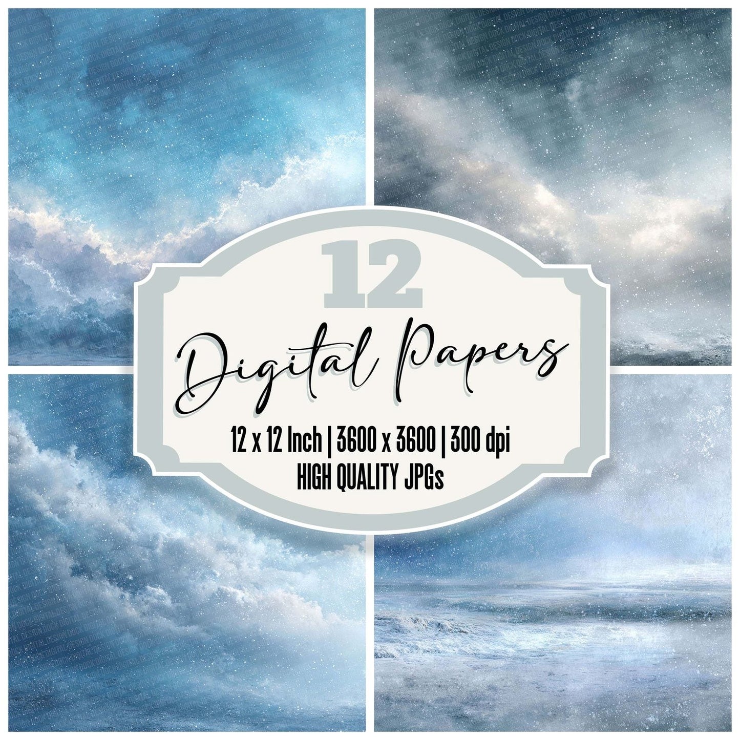 Snow Haze Winter Background Digital Paper Pack (DDD007727)