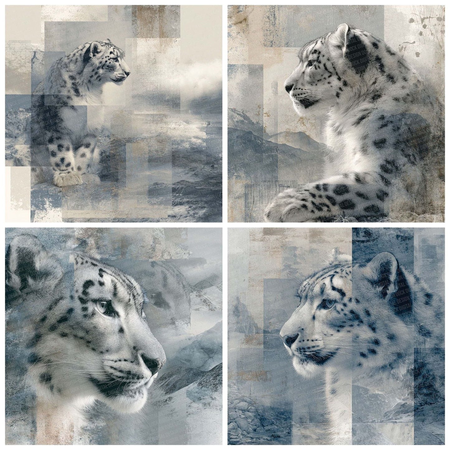 Snow Leopard Alpine Moodboard Digital Paper Pack (DDD003740)