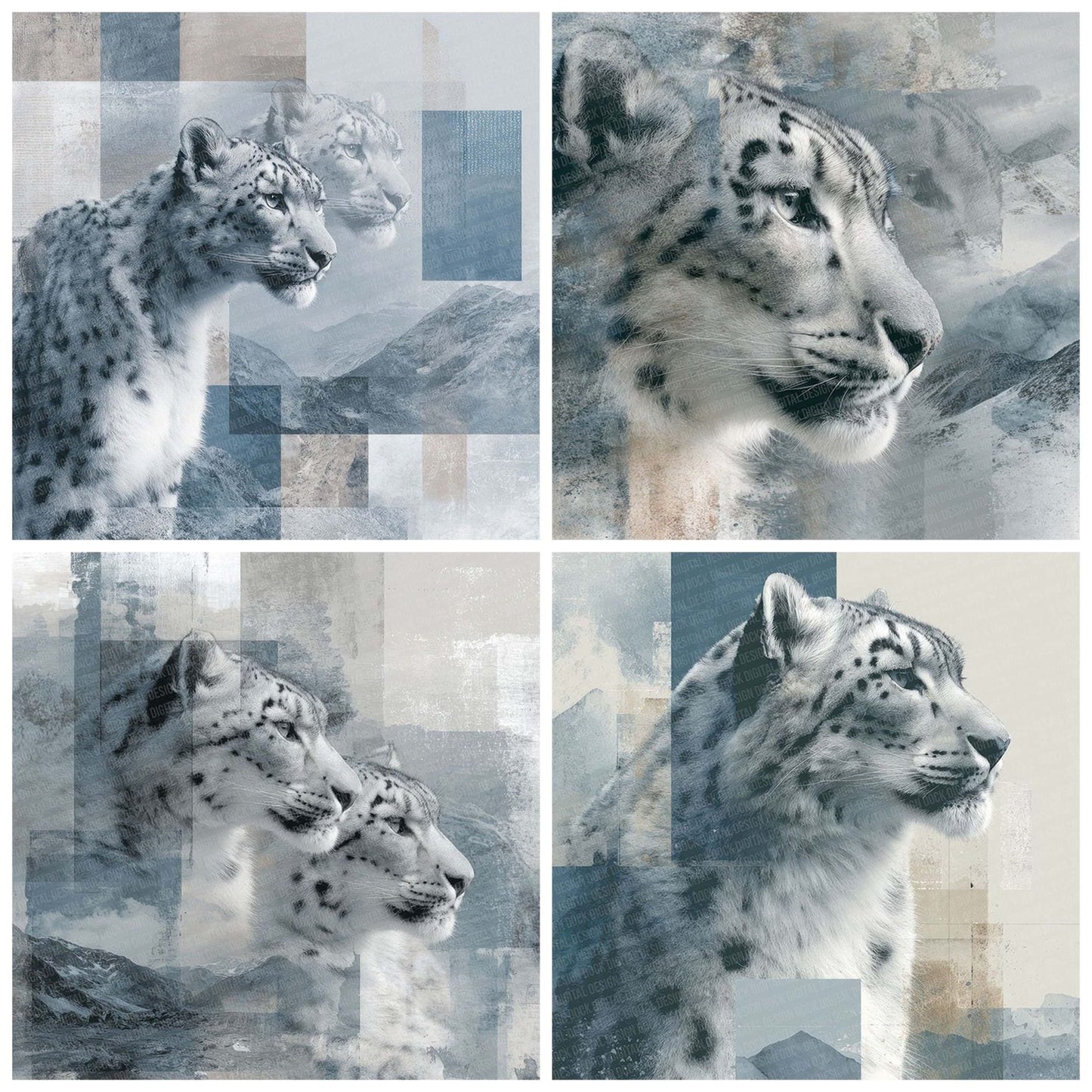 Snow Leopard Alpine Moodboard Digital Paper Pack (DDD003740)