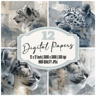 Snow Leopard Alpine Moodboard Digital Paper Pack (DDD003740)
