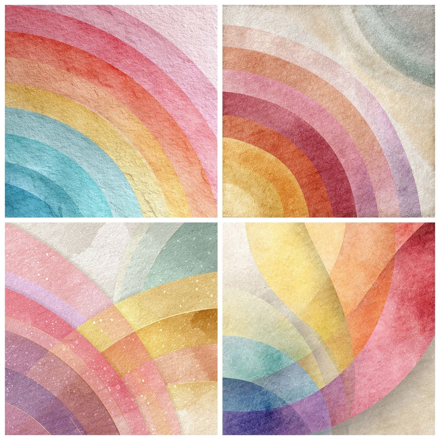 Soft Arc Watercolour Rainbow Digital Paper Pack (DDD003743)