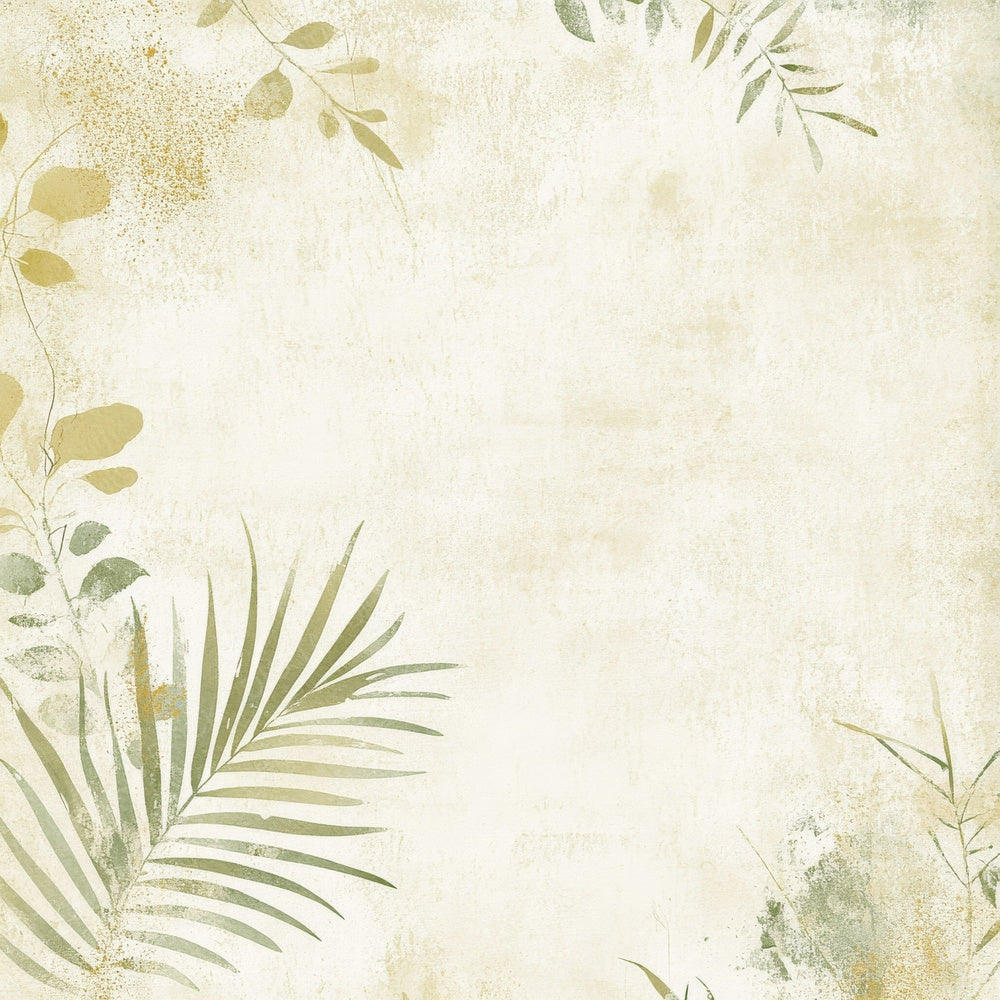 Soft Cream Tropical Palm Leaves Digital Paper Pack (DDD003748)