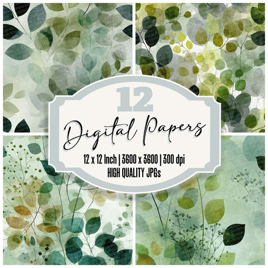 Soft Leaf Green Digital Paper Pack (DDD003753)