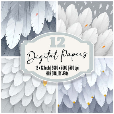 Soft Owl Feathers Digital Paper Pack (DDD003756)