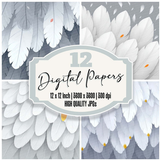 Soft Owl Feathers Digital Paper Pack (DDD003756)