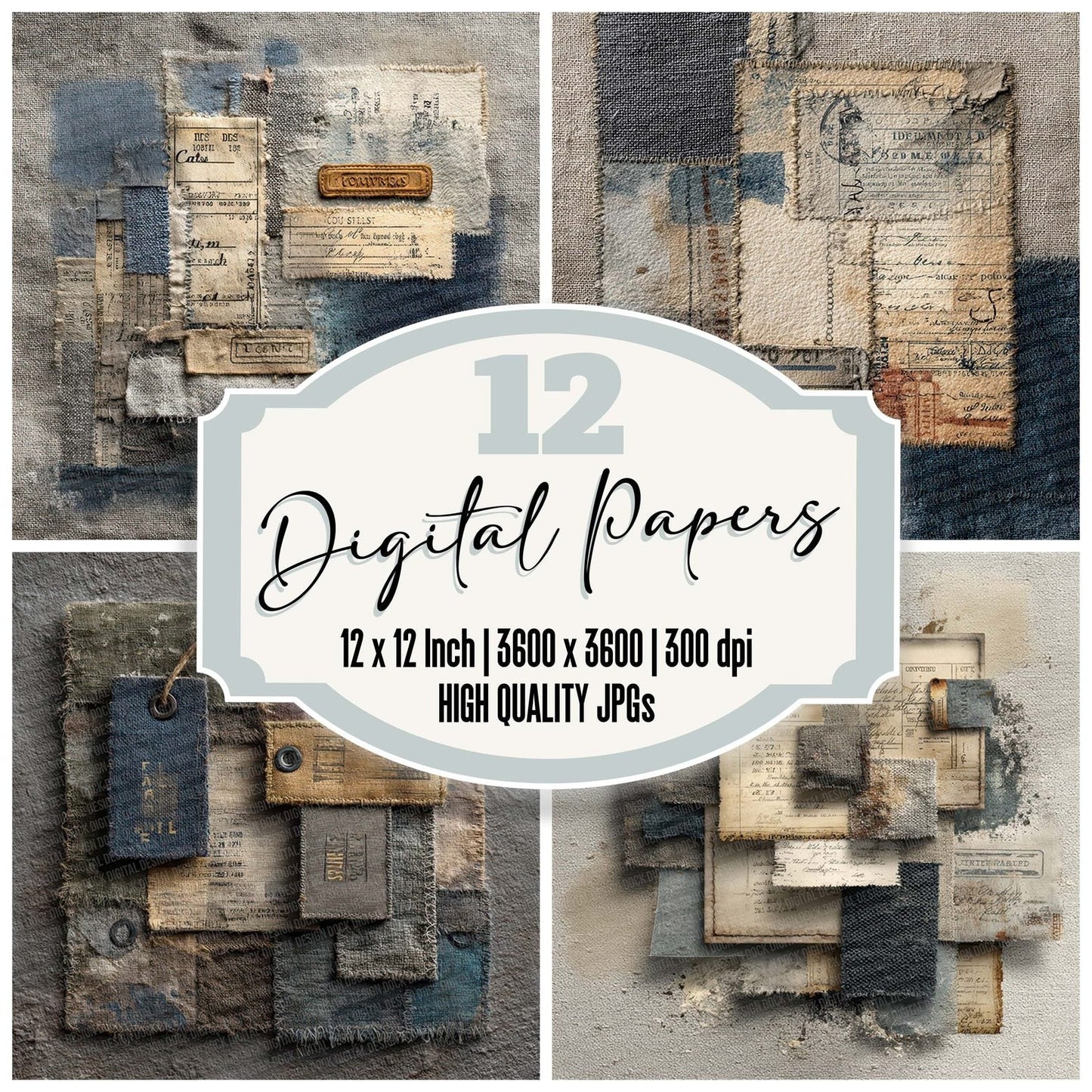 Soldier Fabric Script Digital Paper Pack (DDD003765)