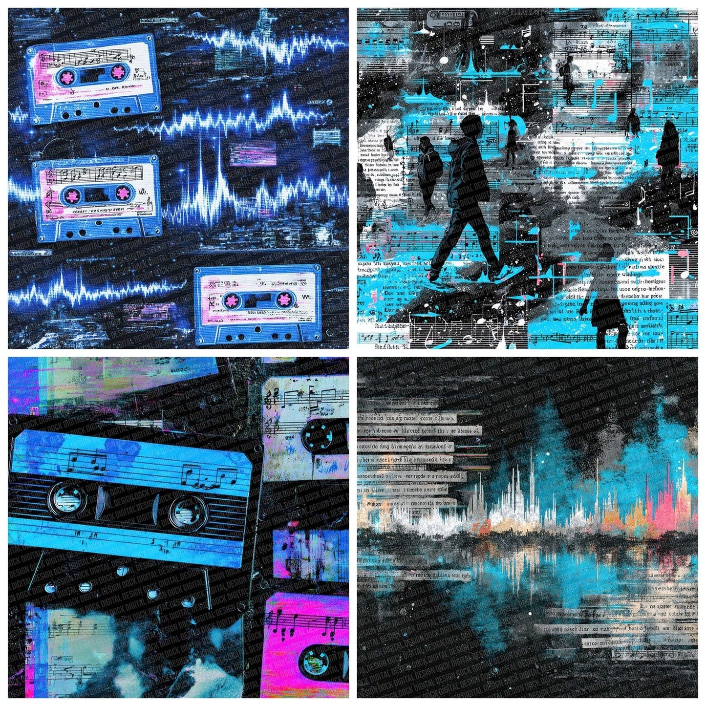 Soundwave Script Frame Digital Paper Pack (DDD003772)