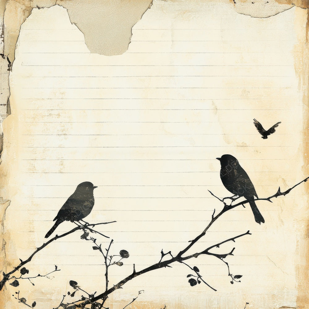 Sparrow Newsprint Frame Digital Paper Pack (DDD003782)