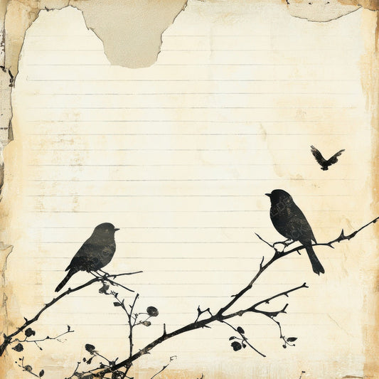 Sparrow Newsprint Frame Digital Paper Pack (DDD003782)