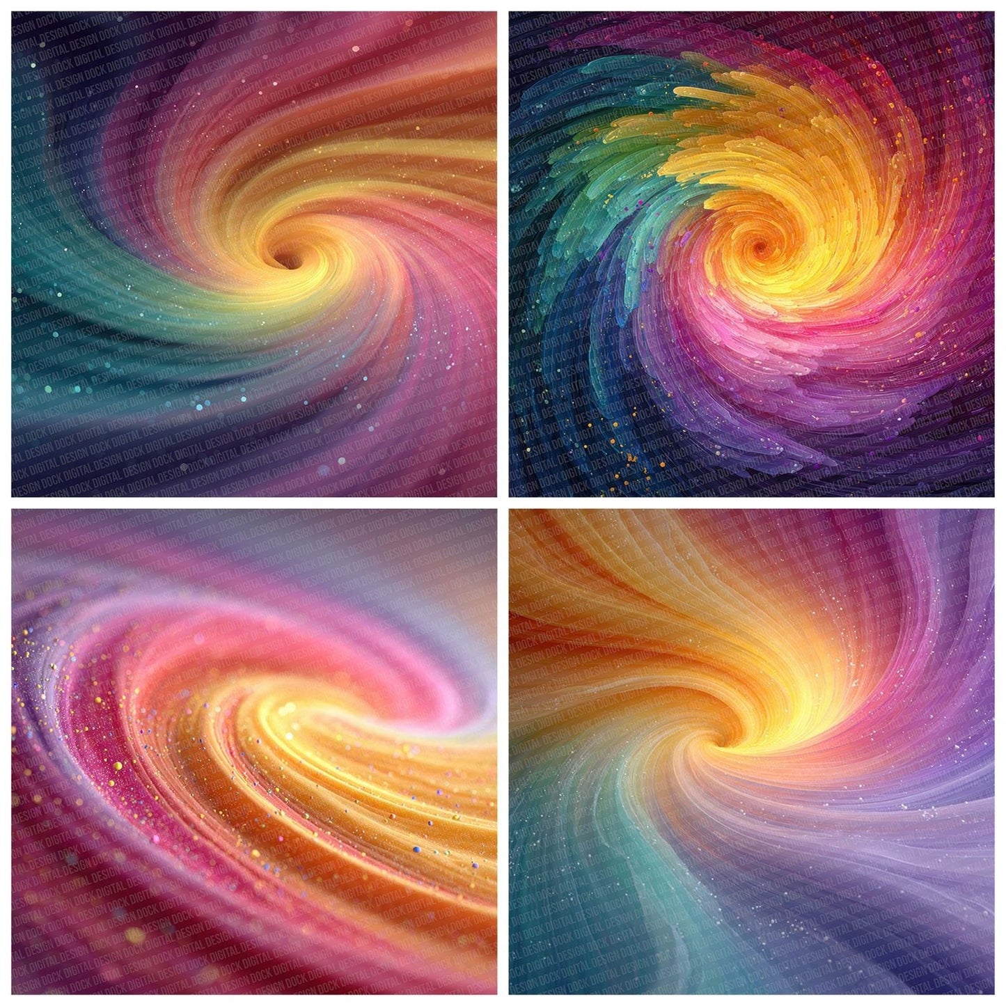 Spectrum Vortex Rainbow Floral Fusion Digital Paper Pack (DDD007729)