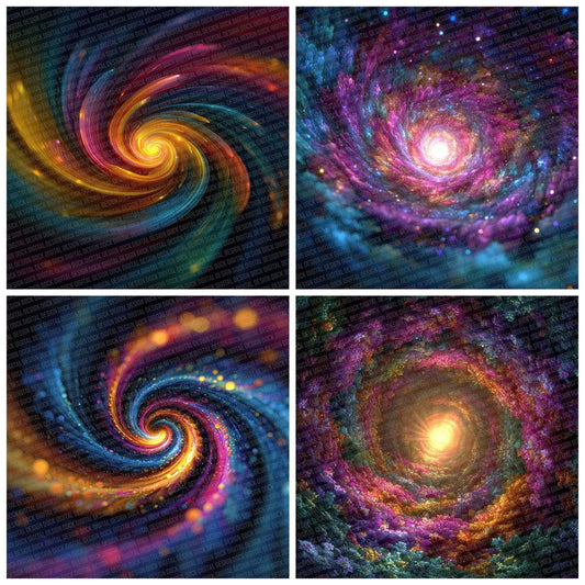 Spiral Bloom Rainbow Floral Fusion Digital Paper Pack (DDD007730)