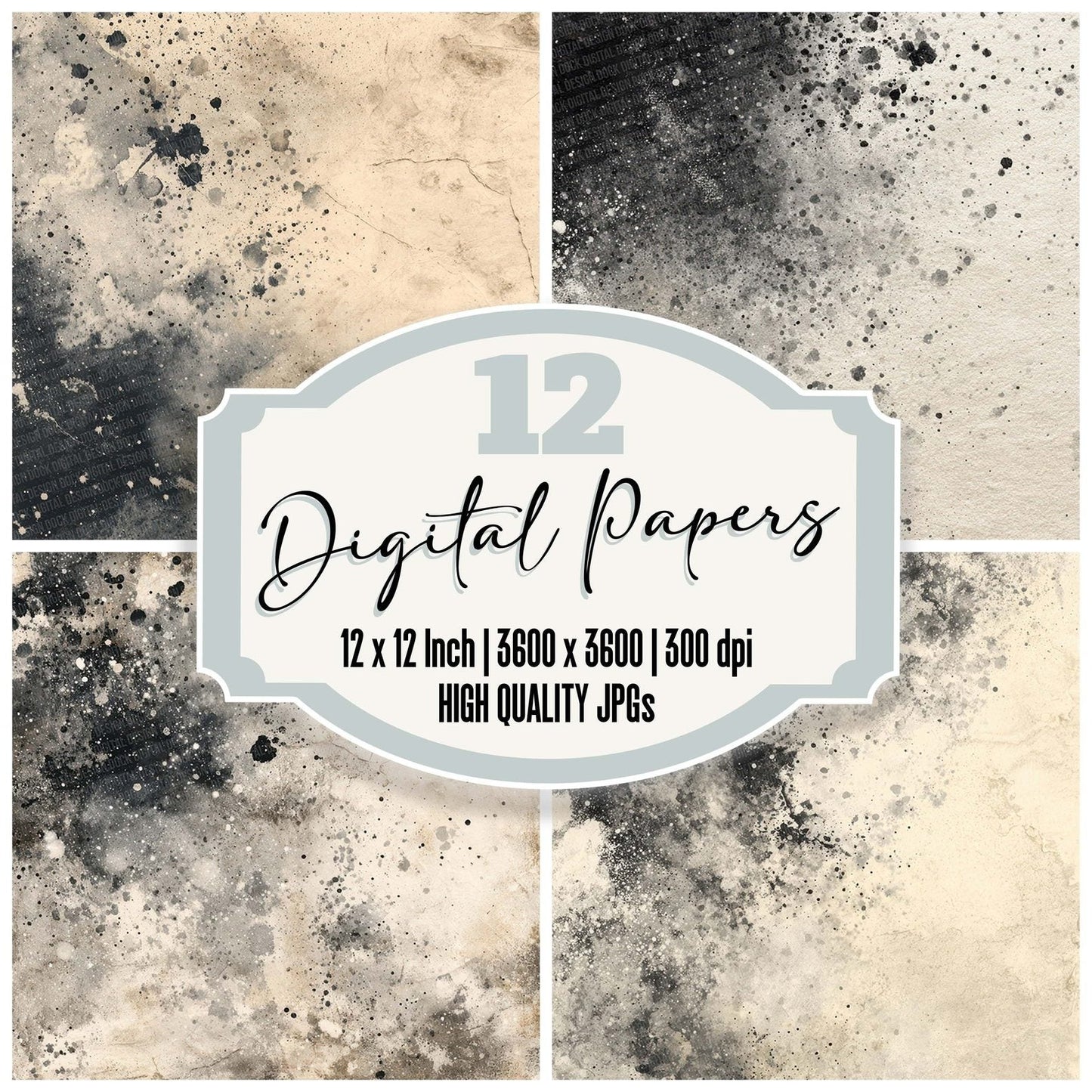 Splatter Black Silver Digital Paper Pack (DDD003790)