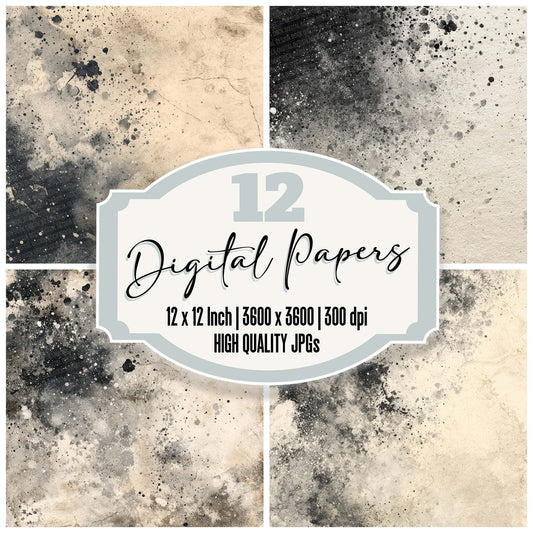 Splatter Black Silver Digital Paper Pack (DDD003790)