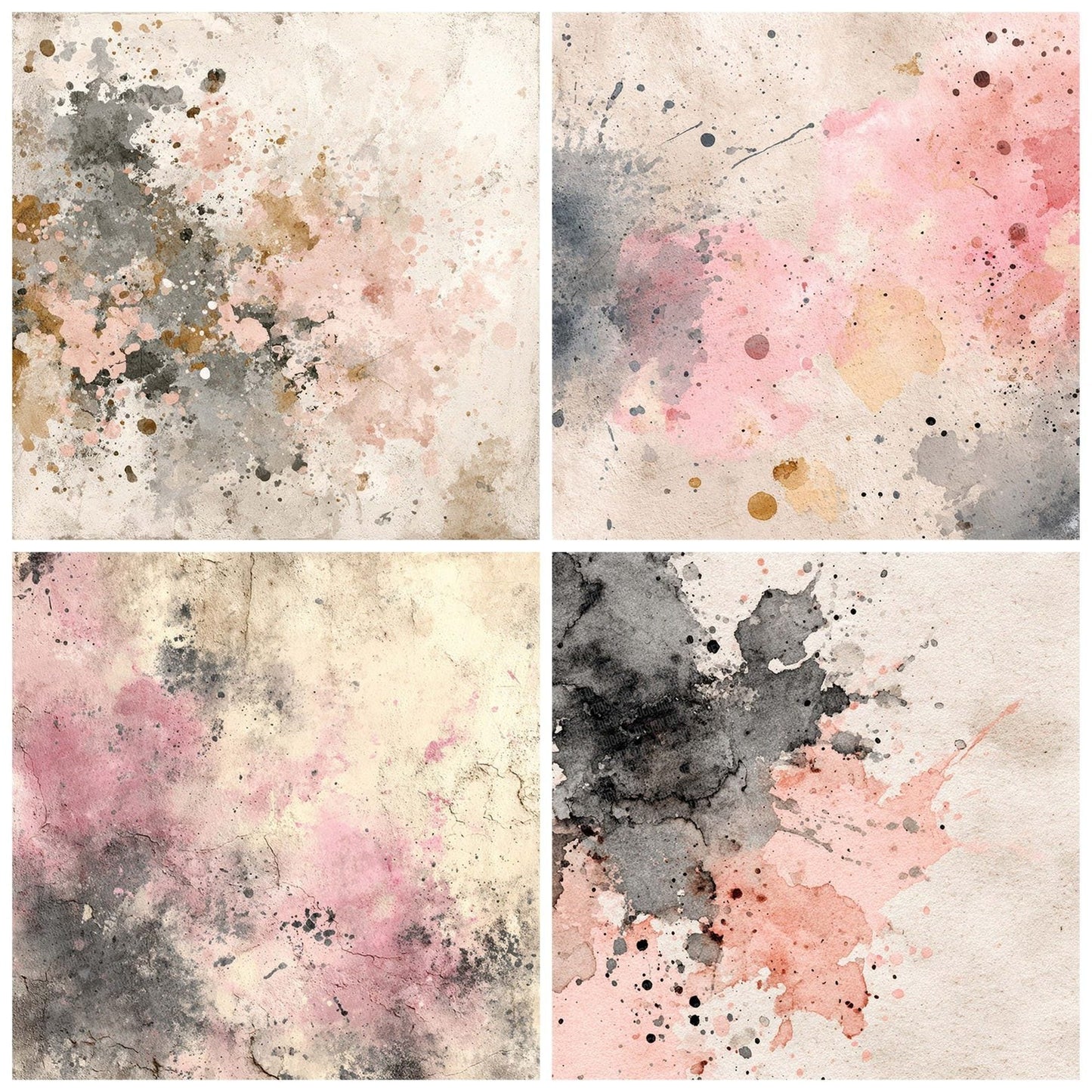 Splatter Blush Grey Digital Paper Pack (DDD003791)