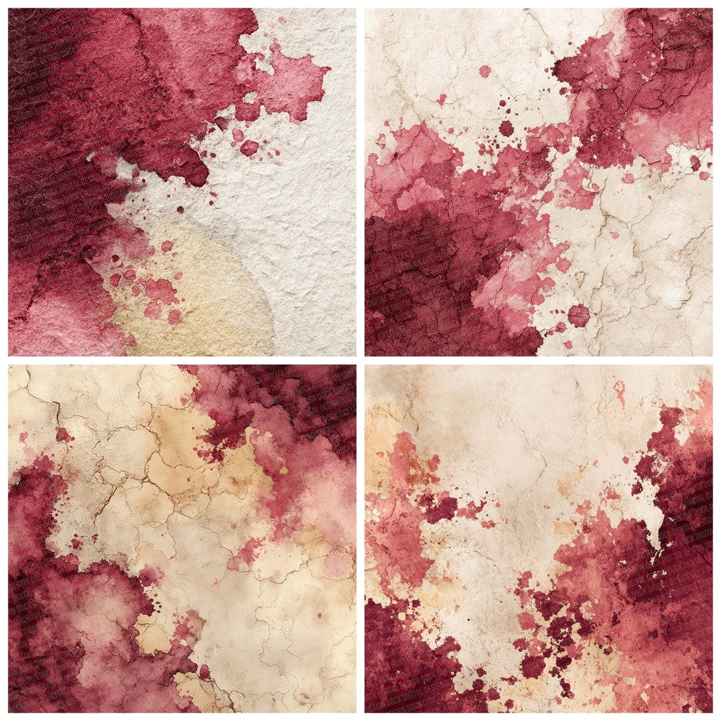 Splatter Burgundy Ivory Digital Paper Pack (DDD003792)