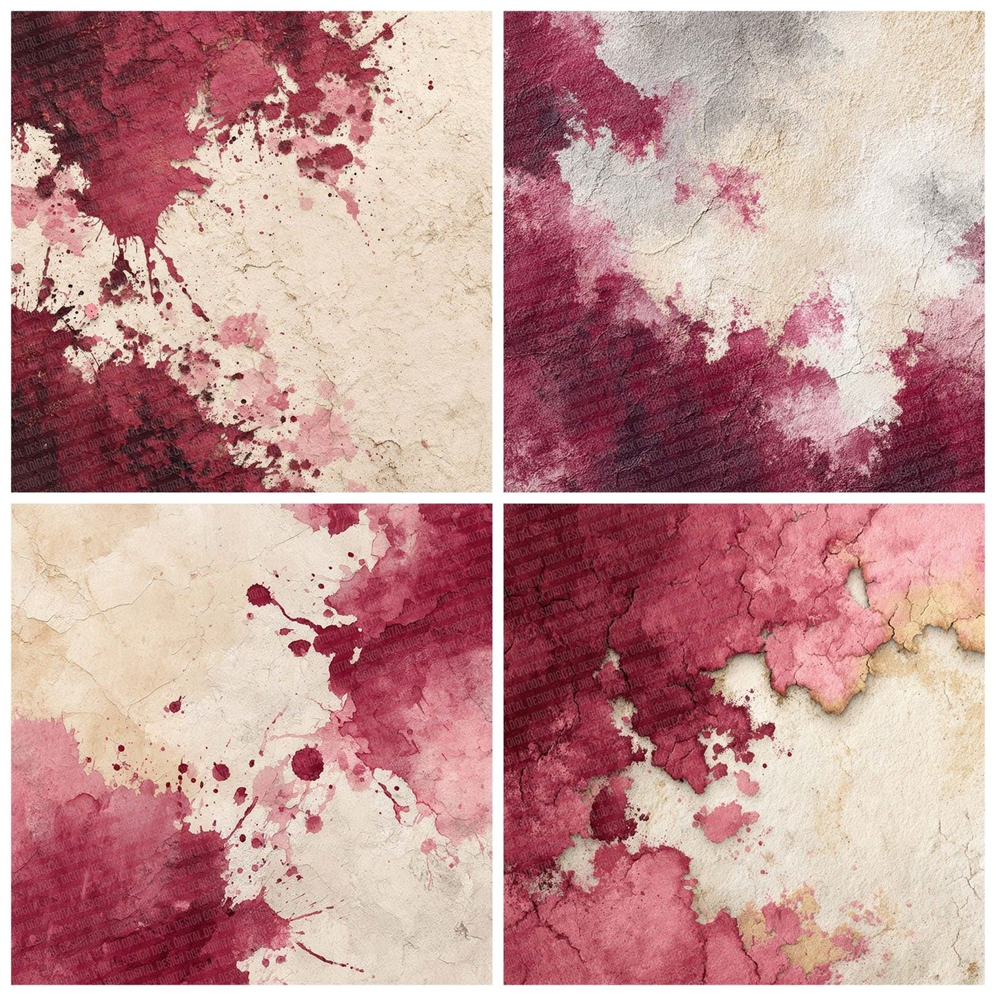 Splatter Burgundy Ivory Digital Paper Pack (DDD003792)