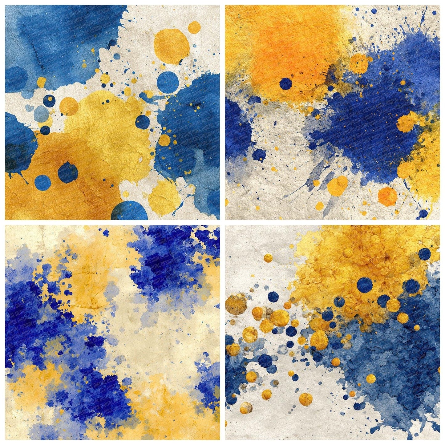 Splatter Cobalt Mustard Digital Paper Pack (DDD003793)