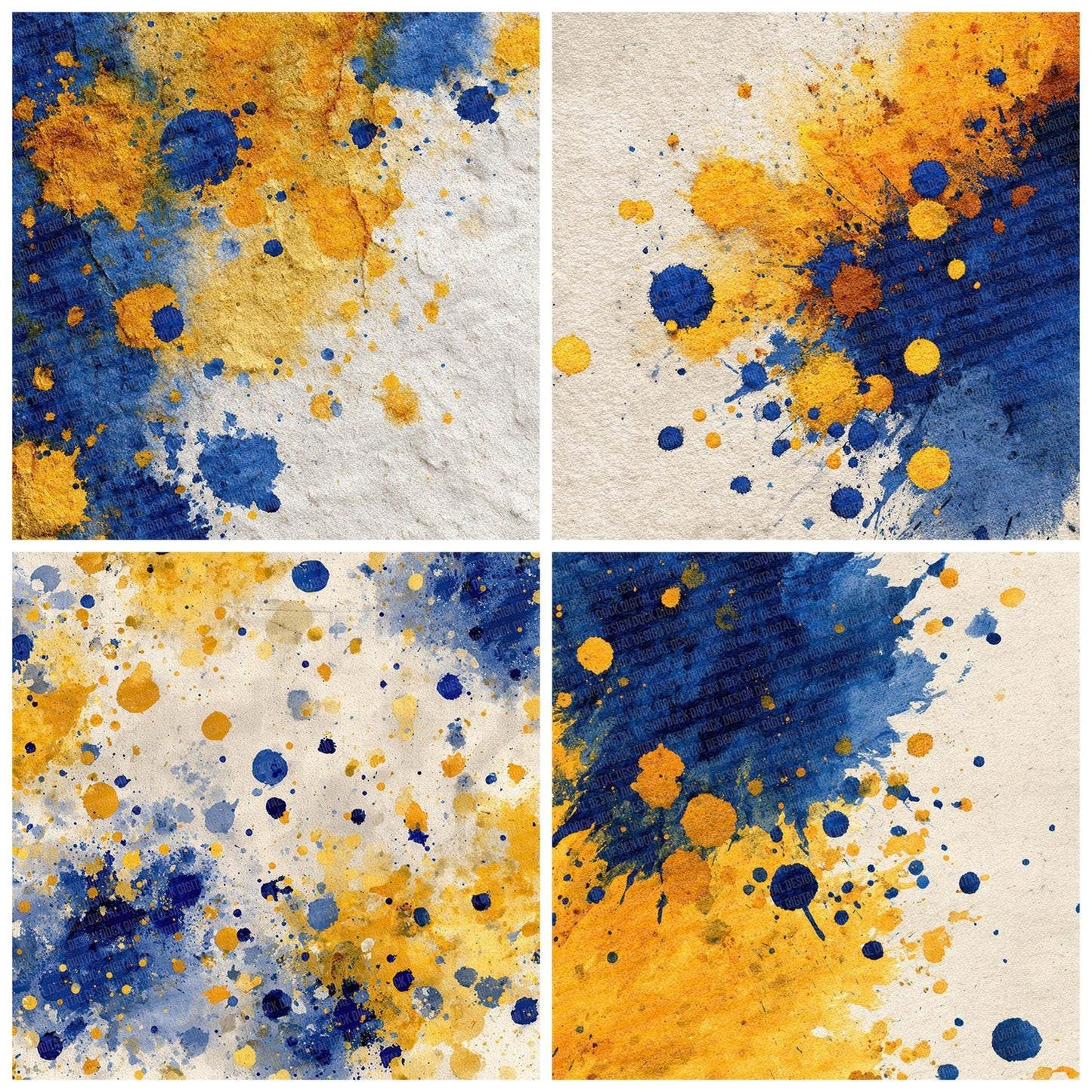 Splatter Cobalt Mustard Digital Paper Pack (DDD003793)