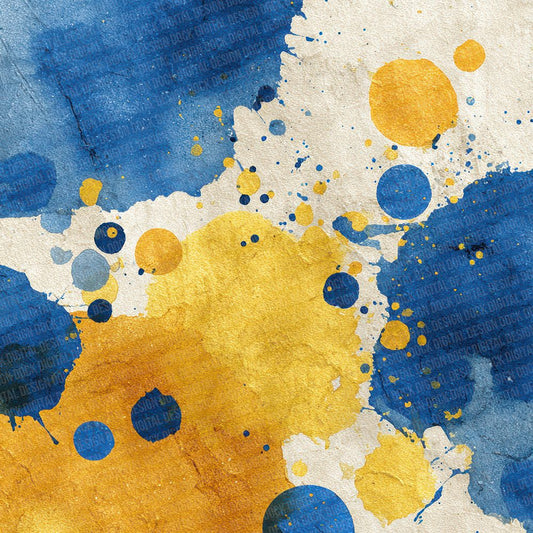 Splatter Cobalt Mustard Digital Paper Pack (DDD003793)