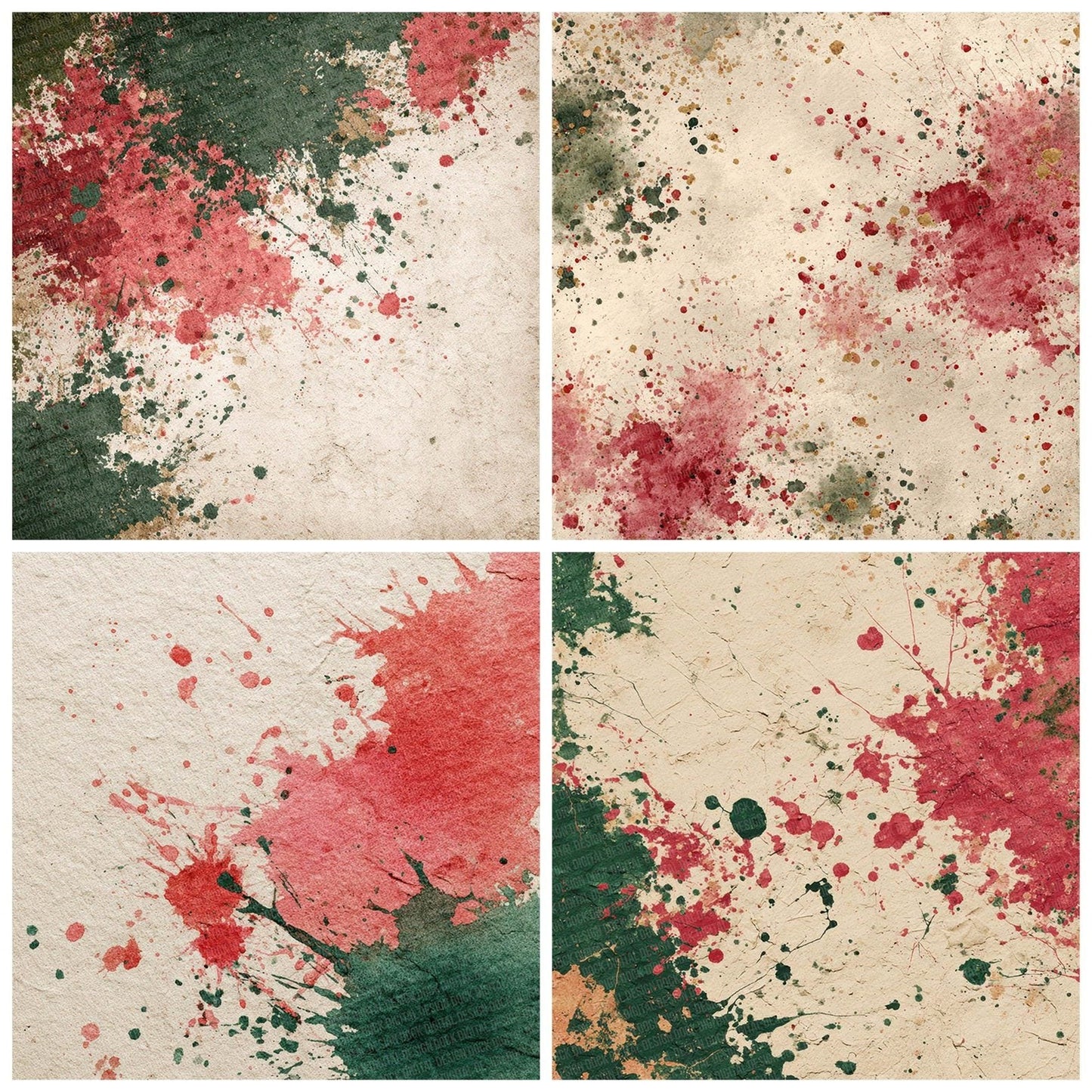 Splatter Crimson Green Digital Paper Pack (DDD003794)