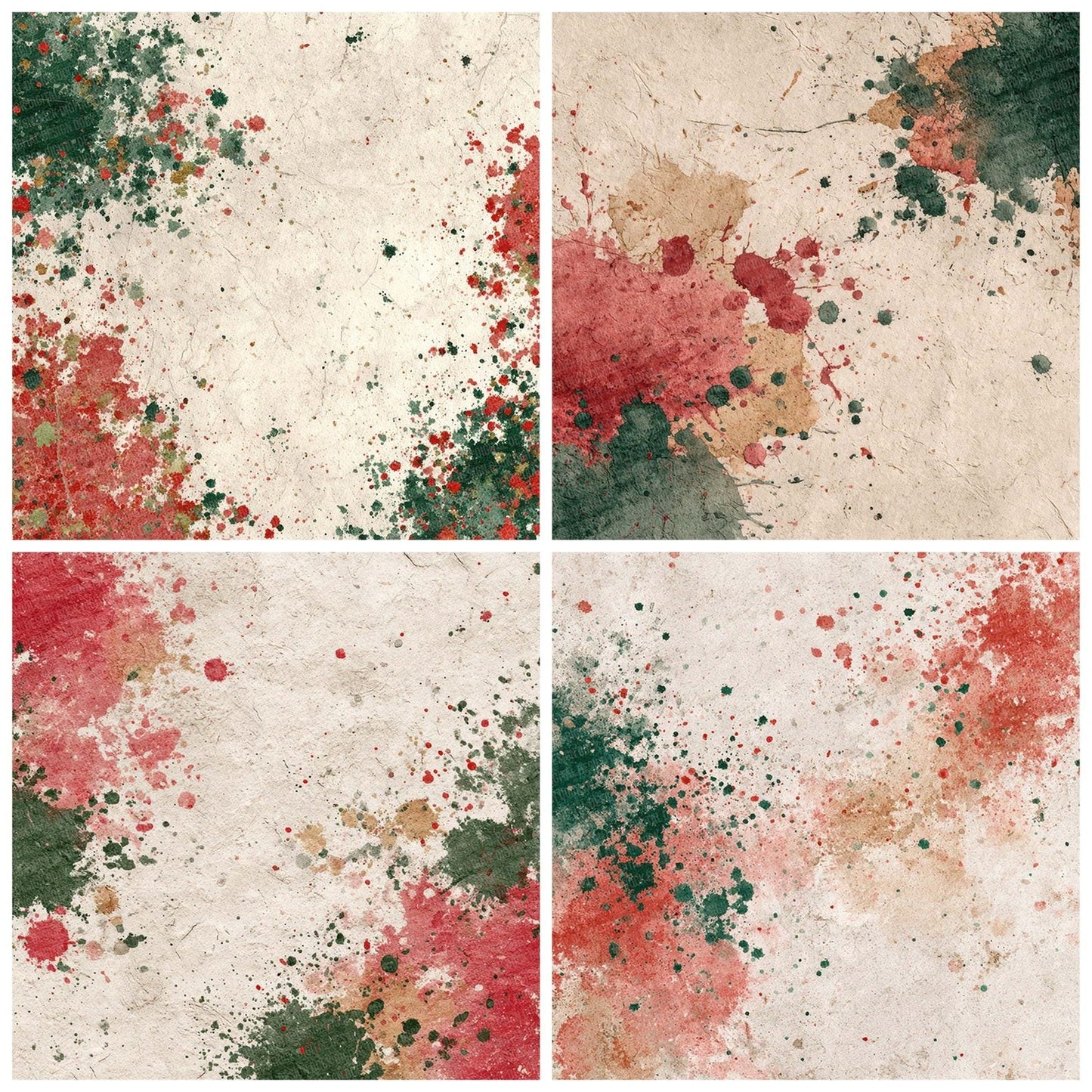 Splatter Crimson Green Digital Paper Pack (DDD003794)
