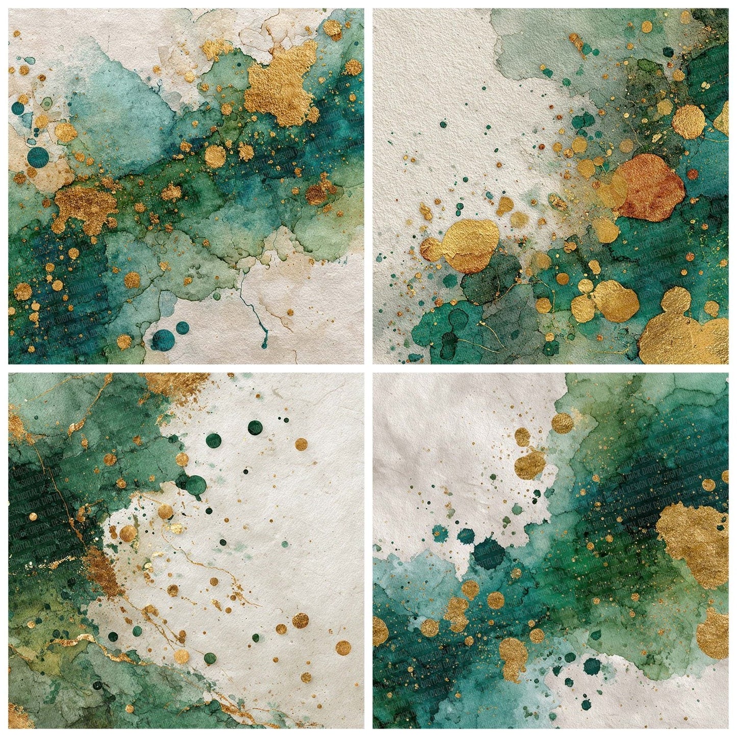 Splatter Emerald Gold Digital Paper Pack (DDD003795)
