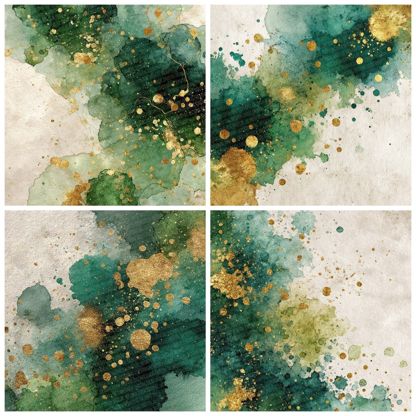 Splatter Emerald Gold Digital Paper Pack (DDD003795)
