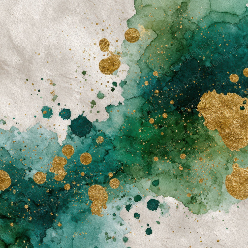 Splatter Emerald Gold Digital Paper Pack (DDD003795)