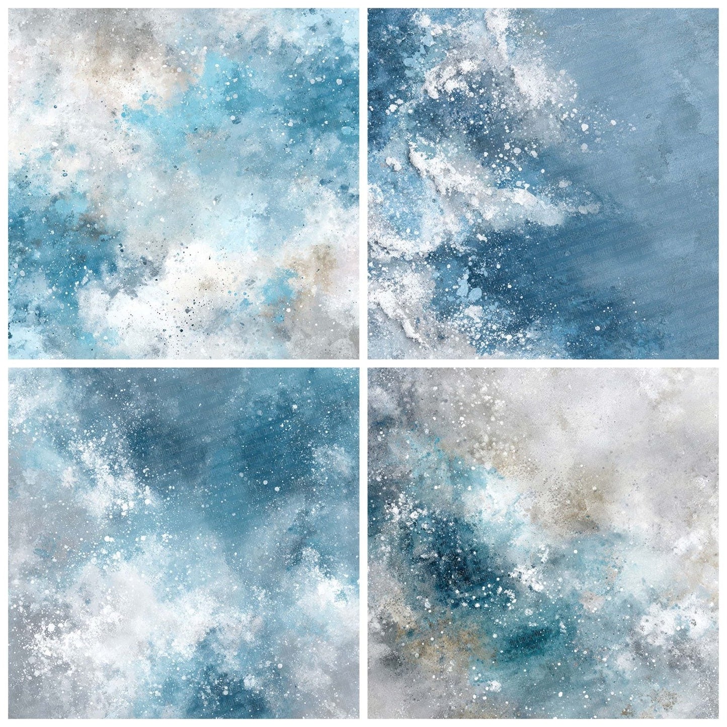 Splatter Icy Blue White Digital Paper Pack (DDD003796)