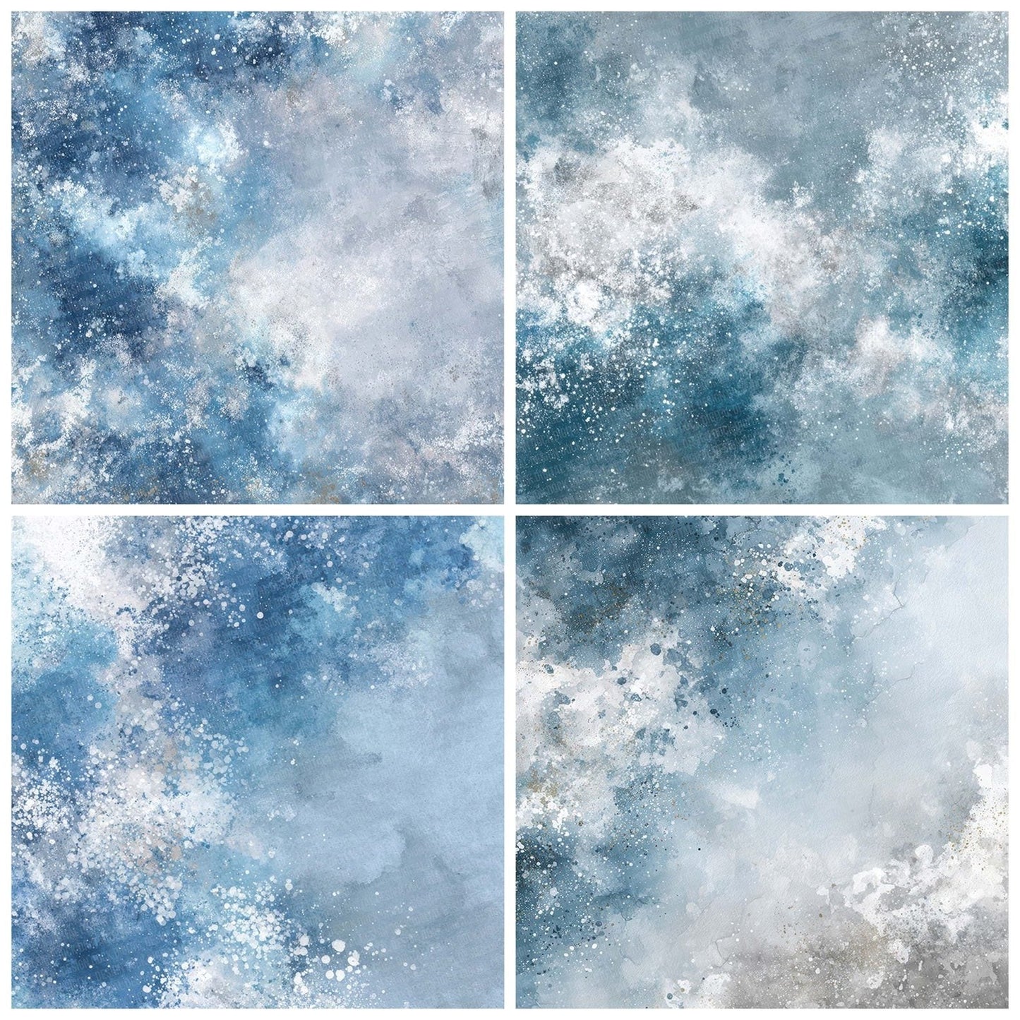 Splatter Icy Blue White Digital Paper Pack (DDD003796)