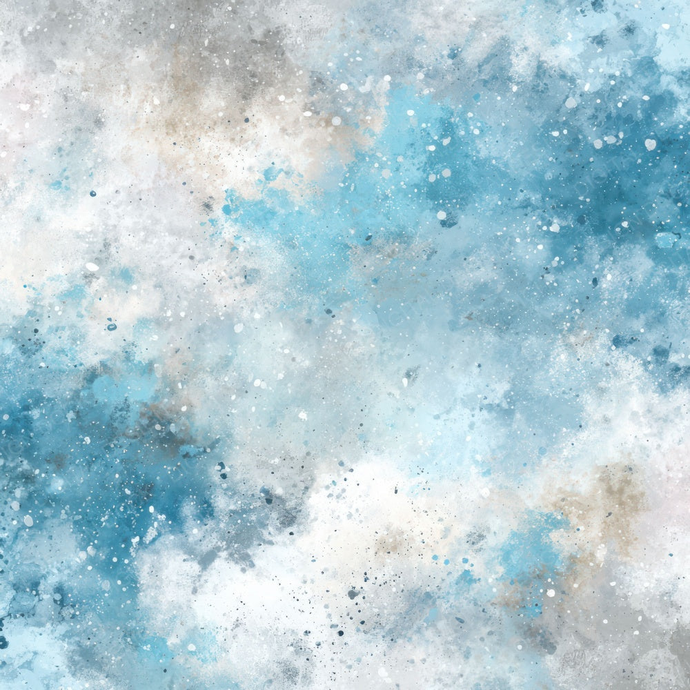 Splatter Icy Blue White Digital Paper Pack (DDD003796)