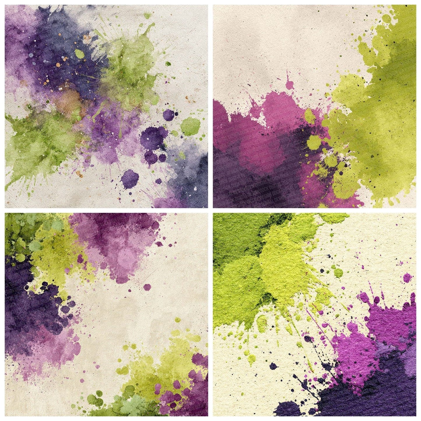 Splatter Lime Violet Digital Paper Pack (DDD003798)