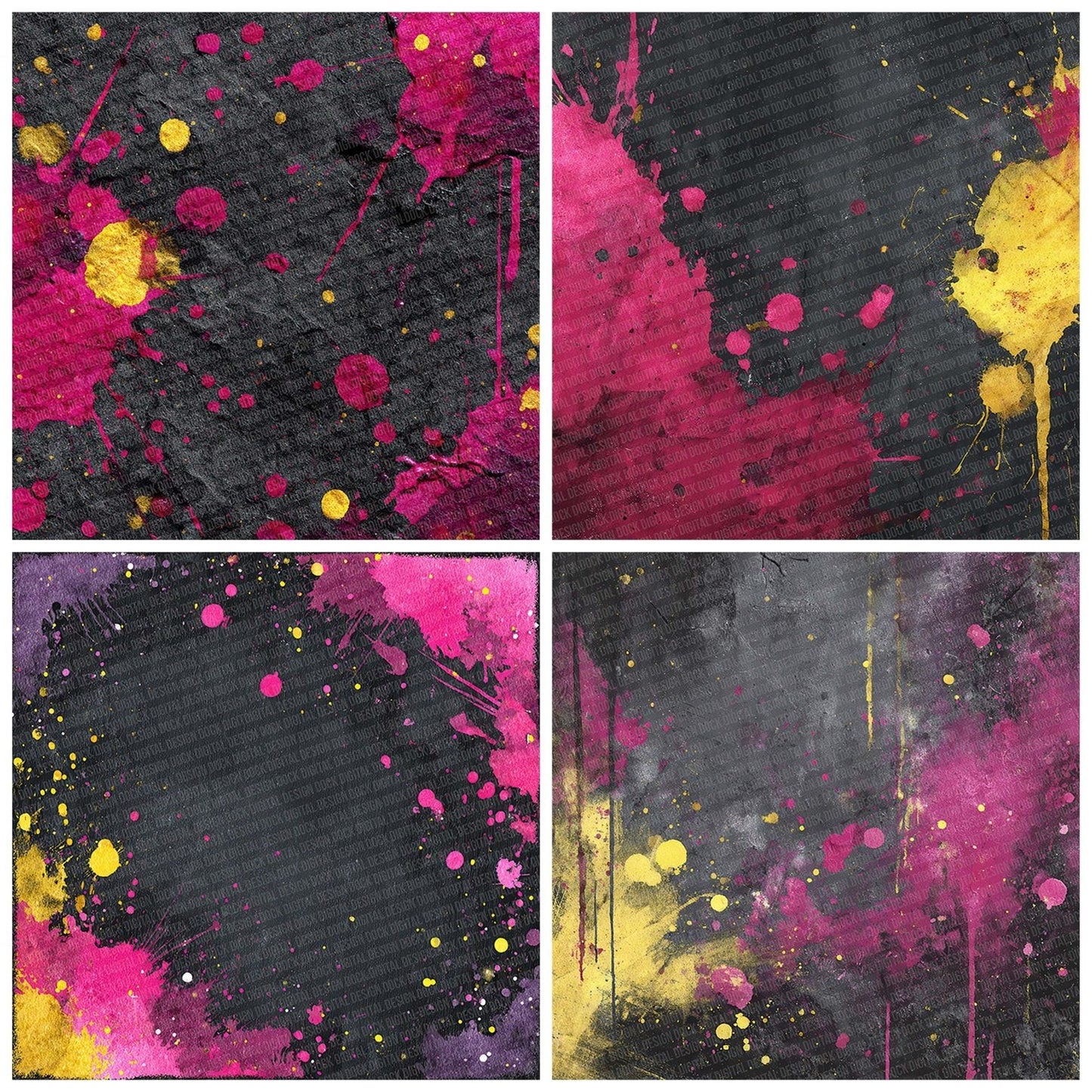 Splatter Magenta Yellow Digital Paper Pack (DDD003799)