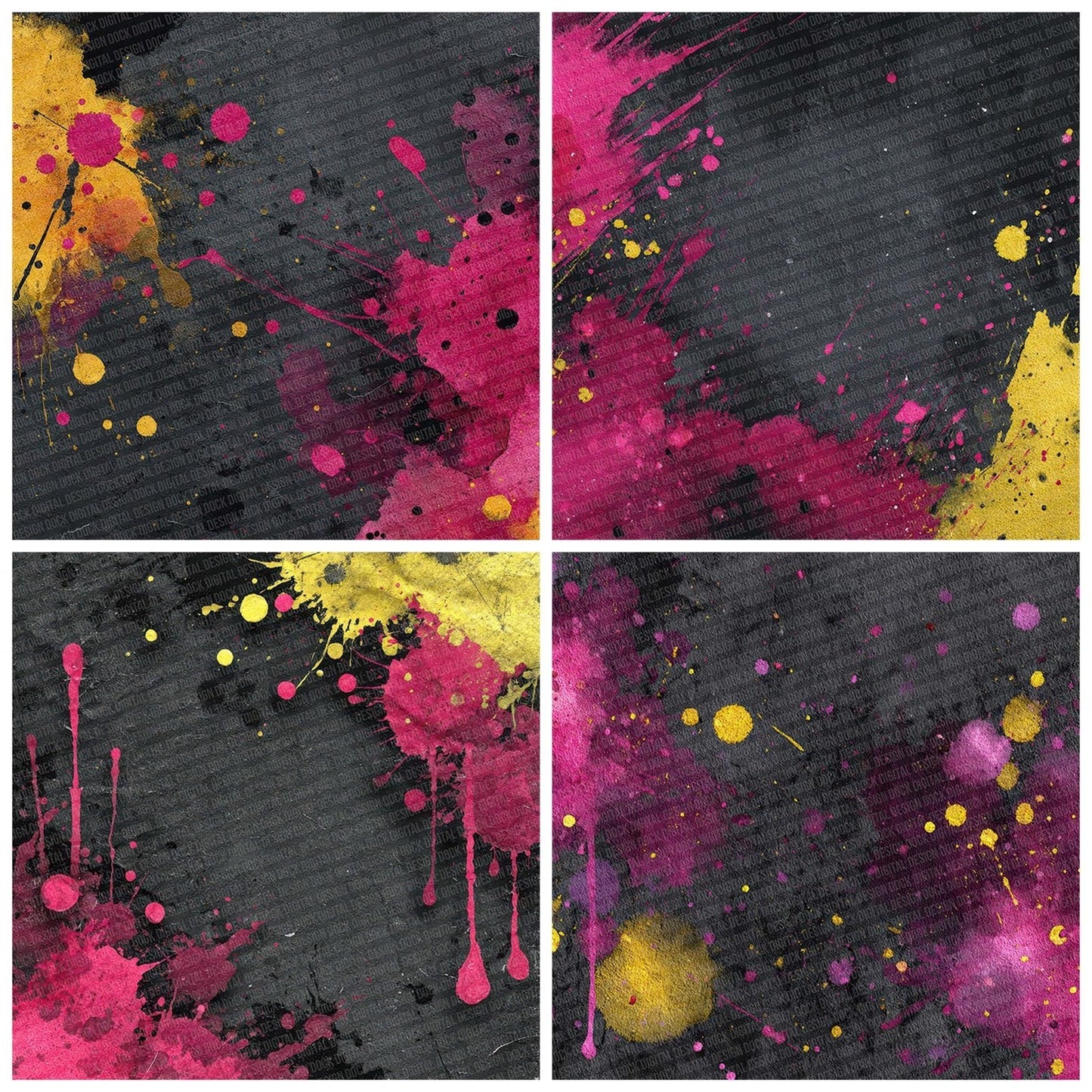 Splatter Magenta Yellow Digital Paper Pack (DDD003799)