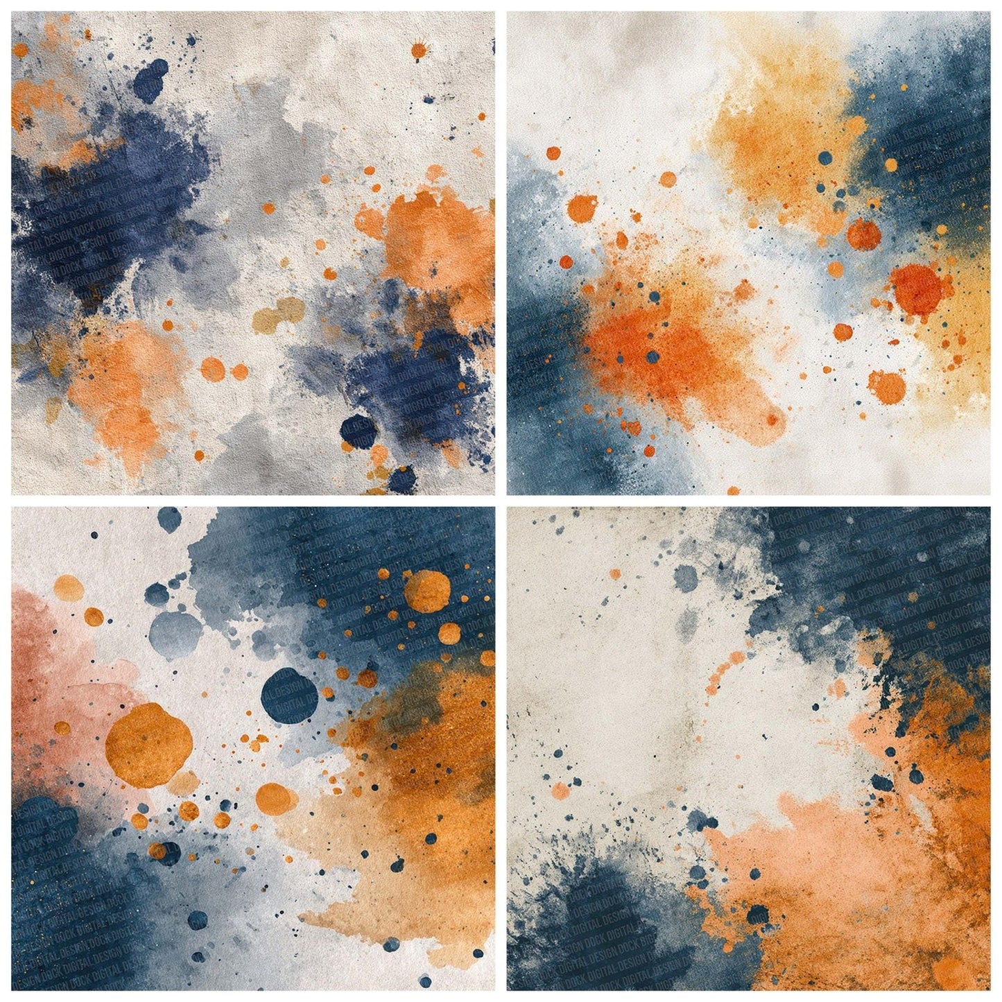Splatter Navy Orange Digital Paper Pack (DDD003800)