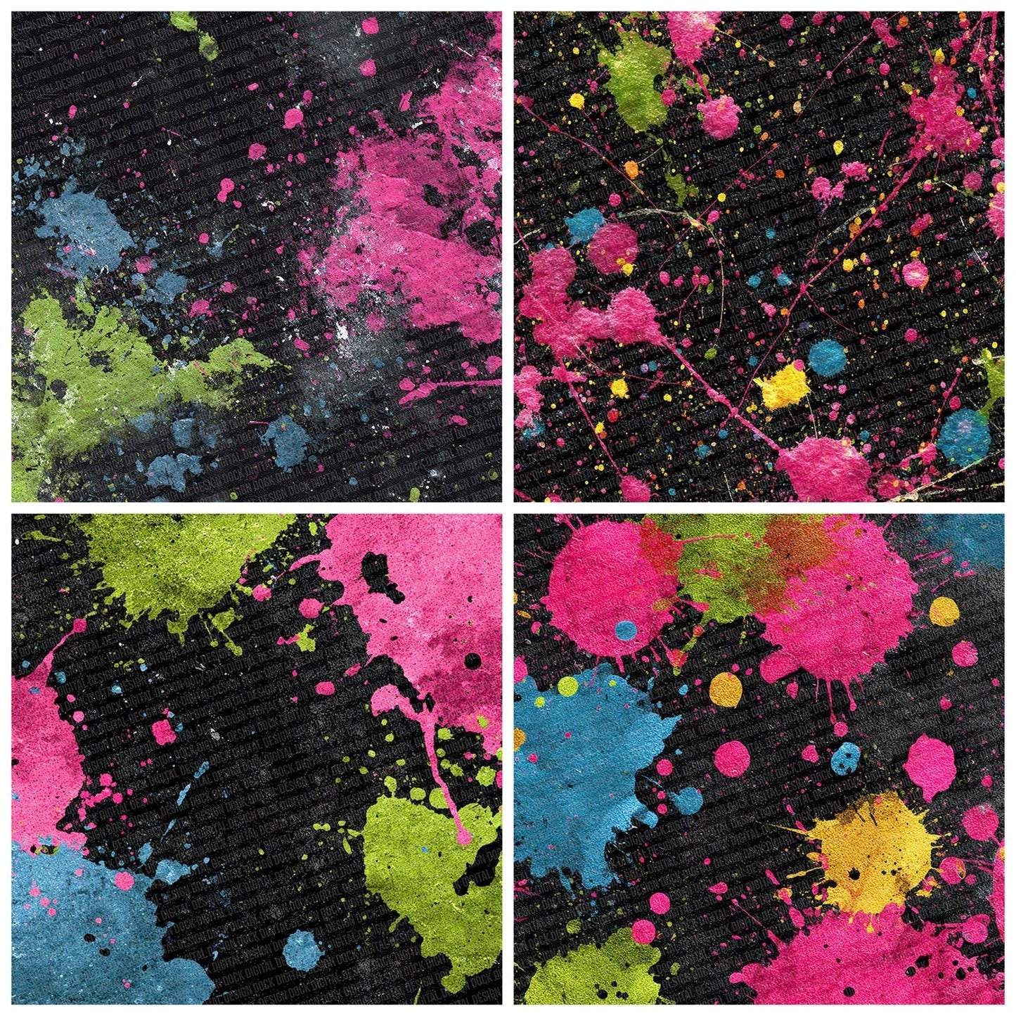 Splatter Neon Pink Lime Blue Digital Paper Pack (DDD003802)