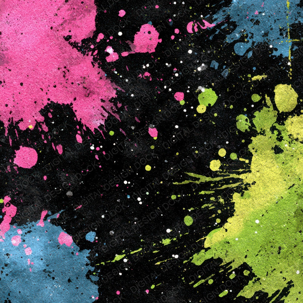 Splatter Neon Pink Lime Blue Digital Paper Pack (DDD003802)