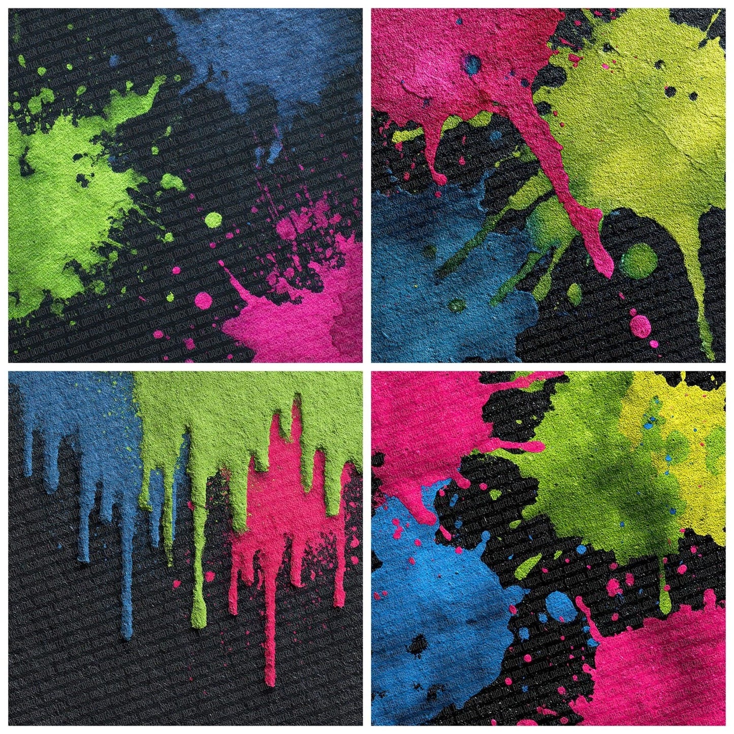 Splatter Neon Trio Digital Paper Pack (DDD003803)