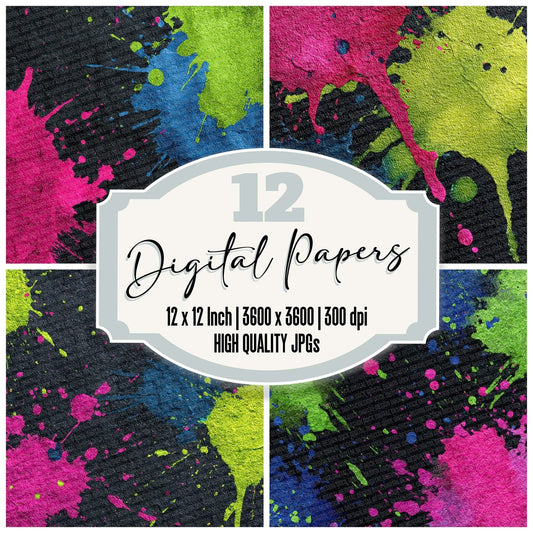 Splatter Neon Trio Digital Paper Pack (DDD003803)