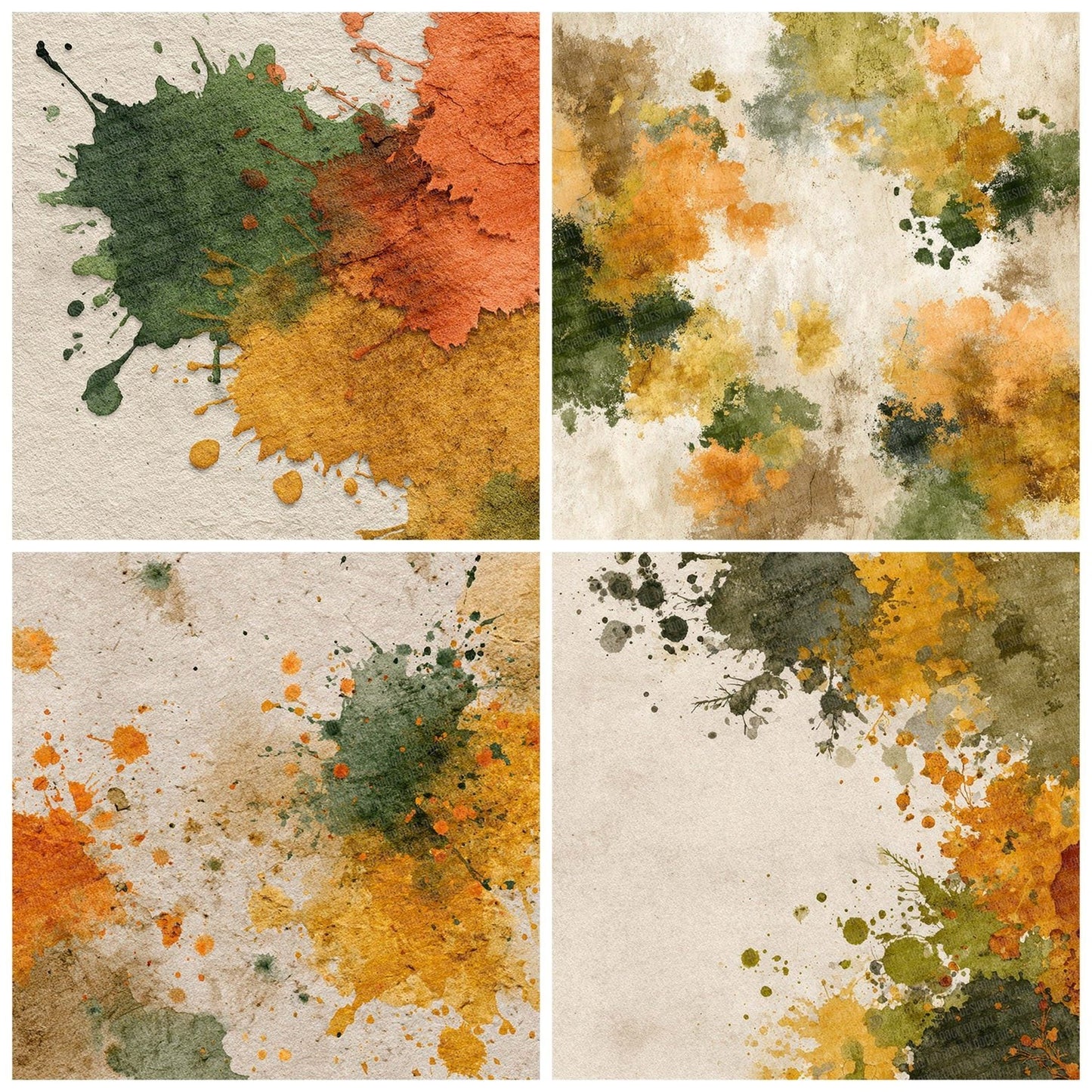 Splatter Olive Ochre Umber Digital Paper Pack (DDD003804)