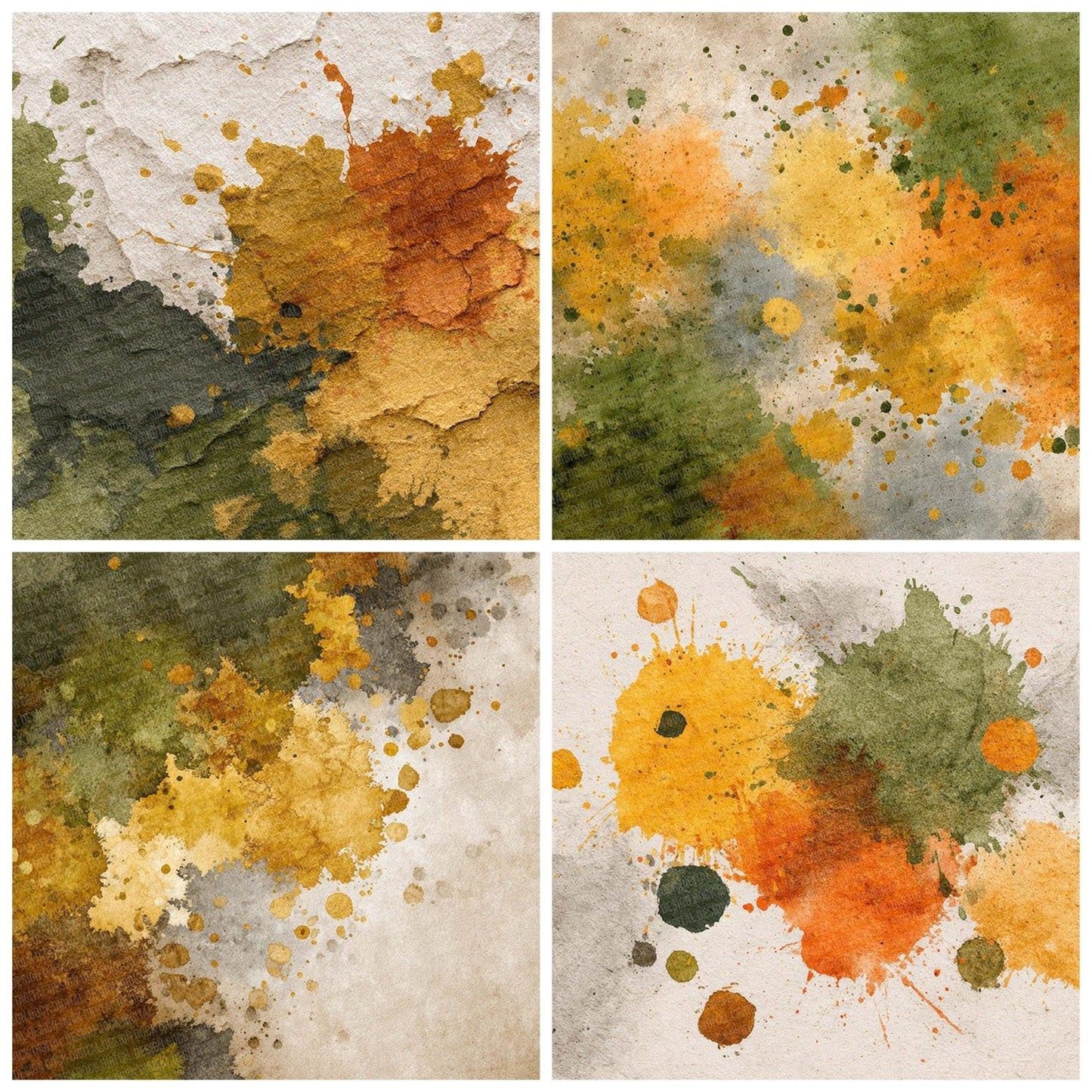 Splatter Olive Ochre Umber Digital Paper Pack (DDD003804)
