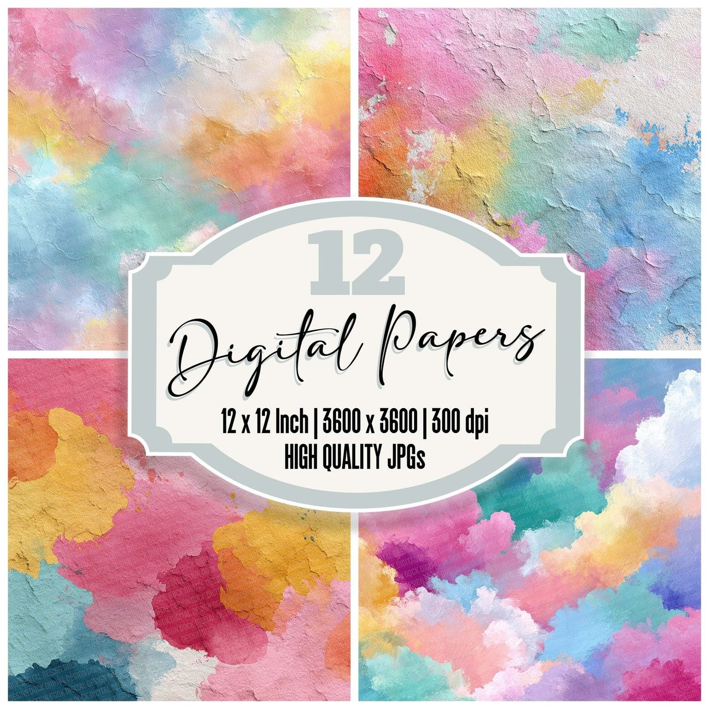 Splatter Pastel Rainbow Digital Paper Pack (DDD003805)