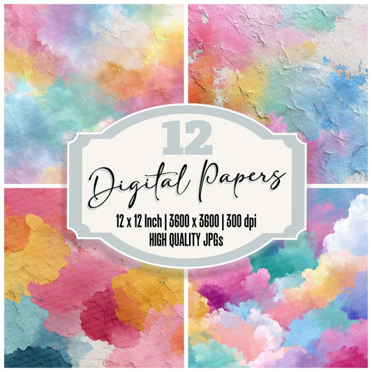 Splatter Pastel Rainbow Digital Paper Pack (DDD003805)