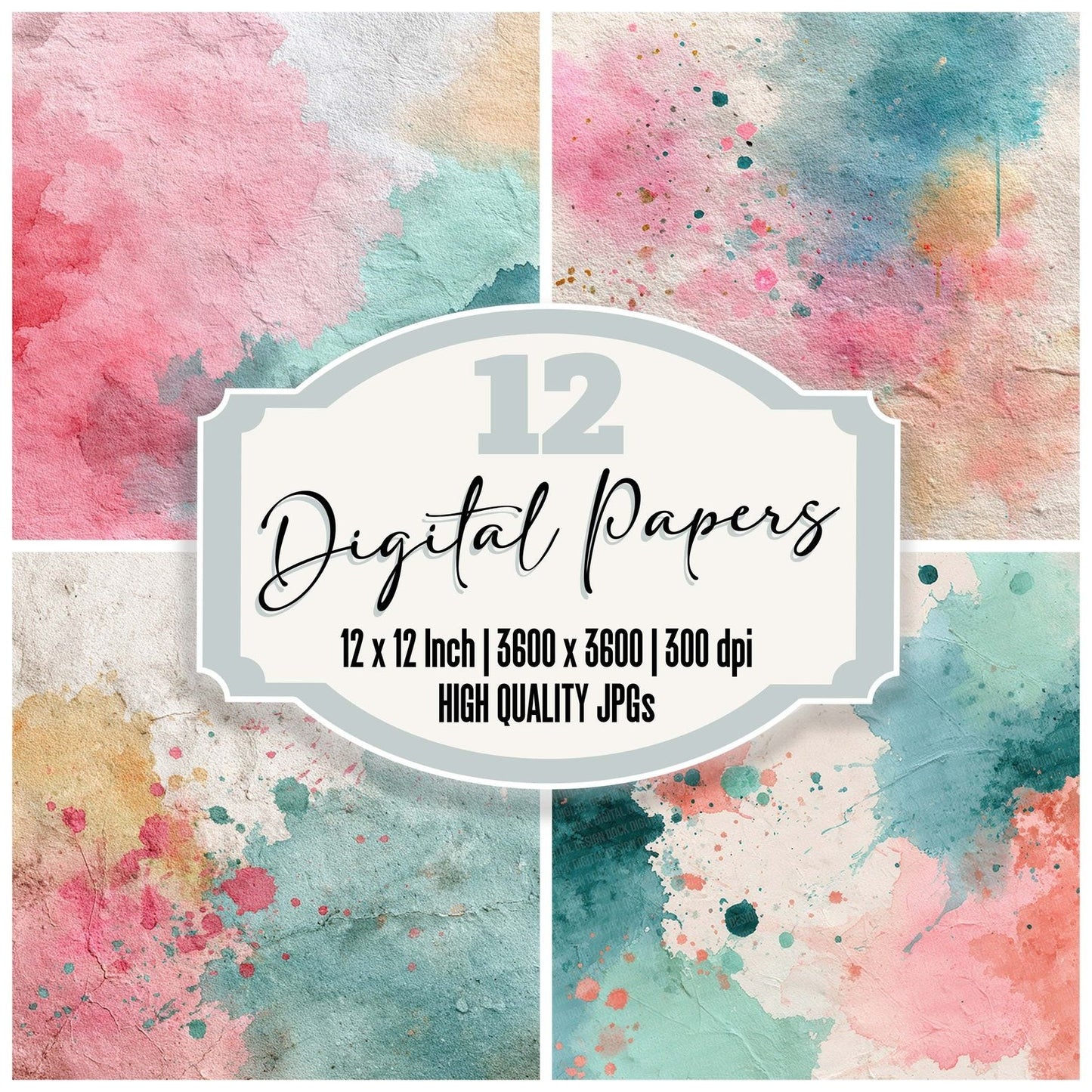 Splatter Pastel Trio Digital Paper Pack (DDD003806)