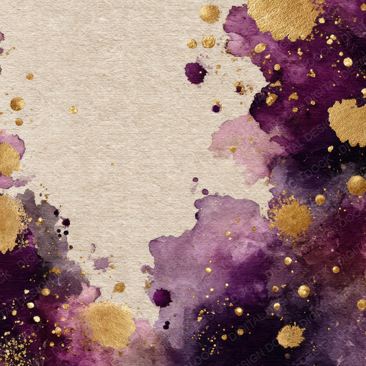 Splatter Plum Gold Digital Paper Pack (DDD003809)
