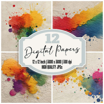Splatter Rainbow Digital Paper Pack (DDD003810)